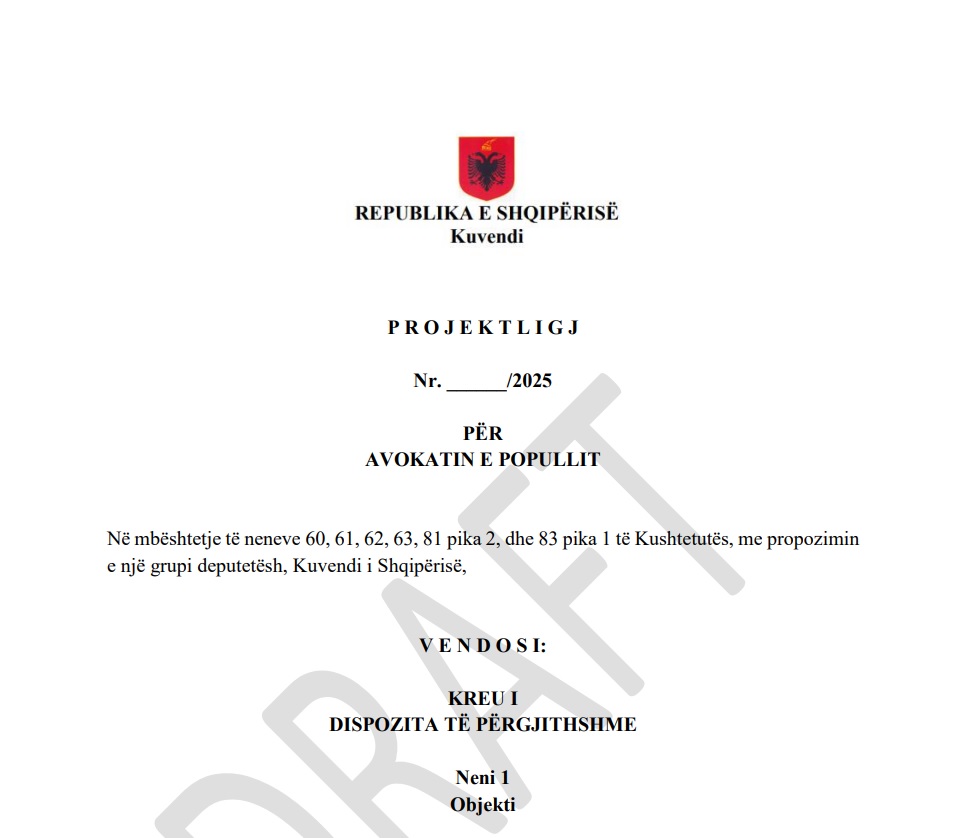 Njoftim Për Konsultimin Publik Të Projektligjit “Për Avokatin E Popullit”